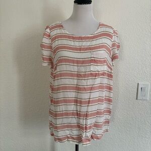 LC Lauren Conrad Blush and Cream Striped Blouse